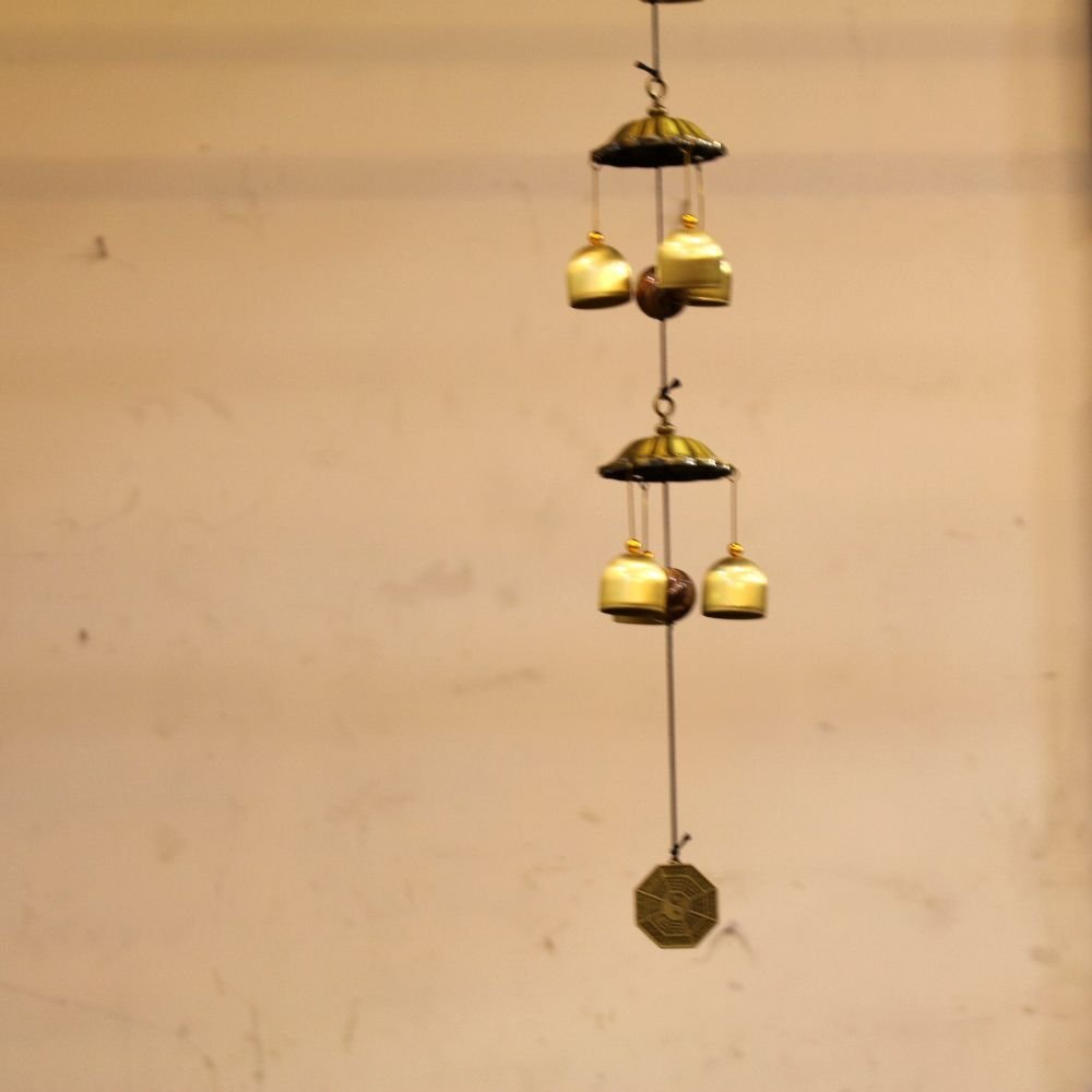 Handcrafted Metal Buddha Head Wind Chime (29 in) | Auspicious Home & Garden Bell - Image 3