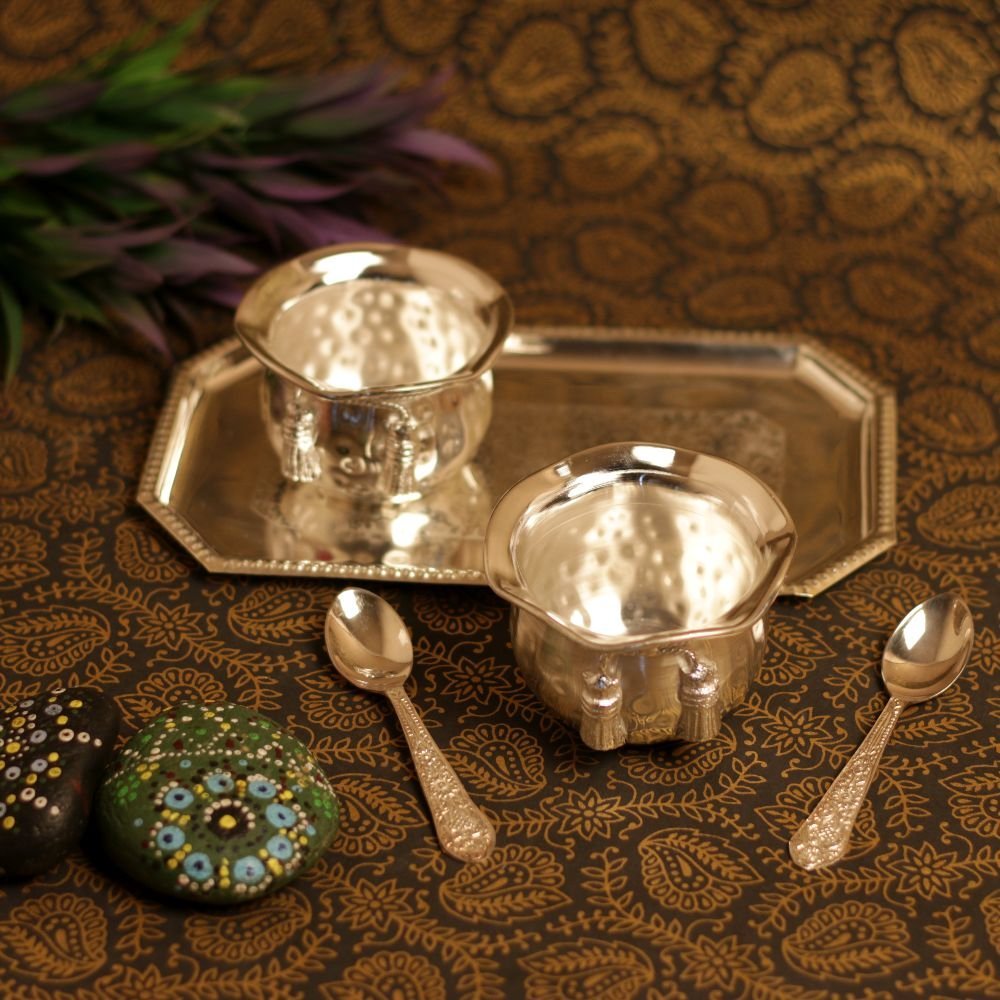 5-Piece Pure Brass Serving Set | Engraved Bowls for Festive Gifting - Image 3