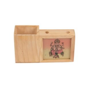 Wooden Pen Stand with Ganesha Design