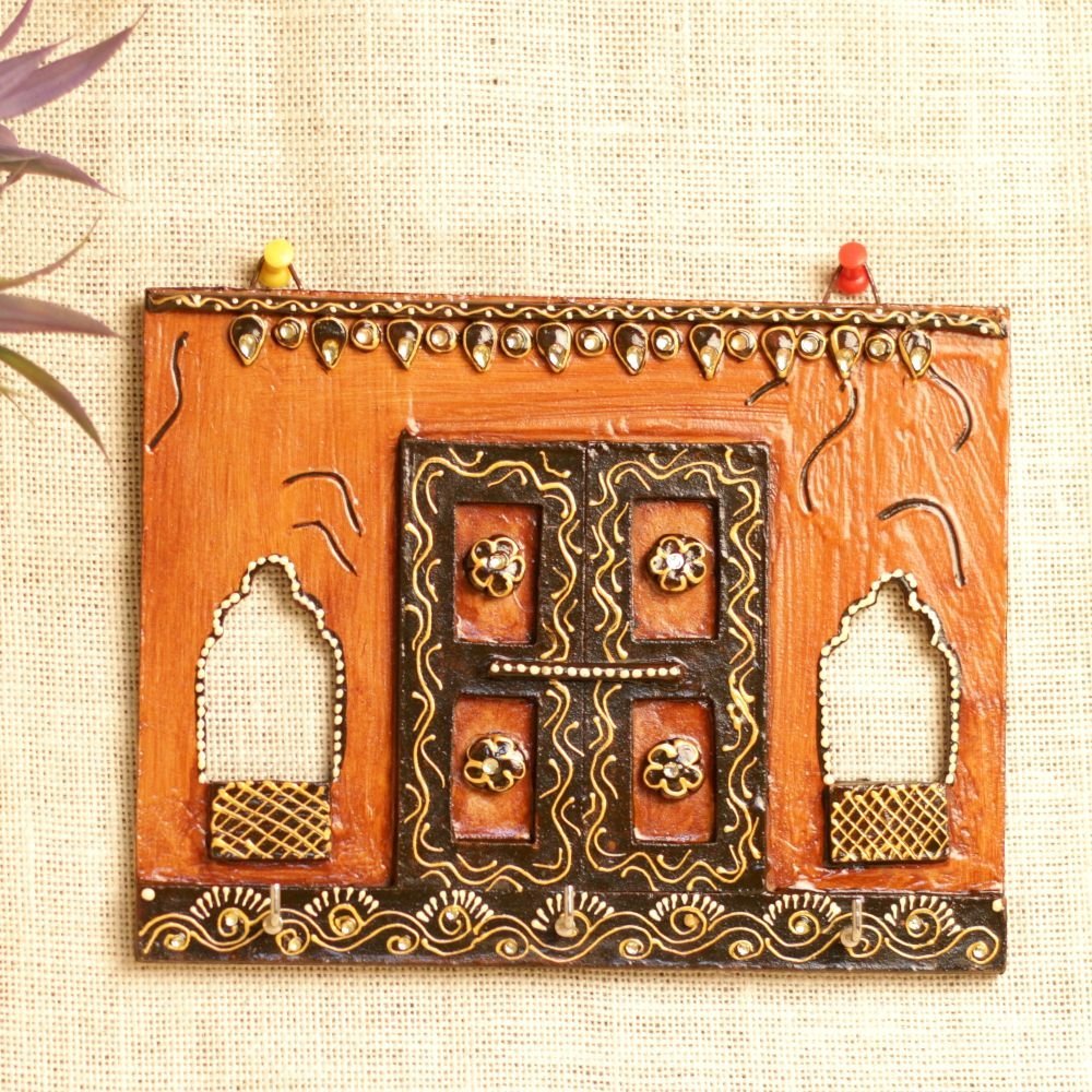 Wooden Key Holder with Doorway Design - Image 3