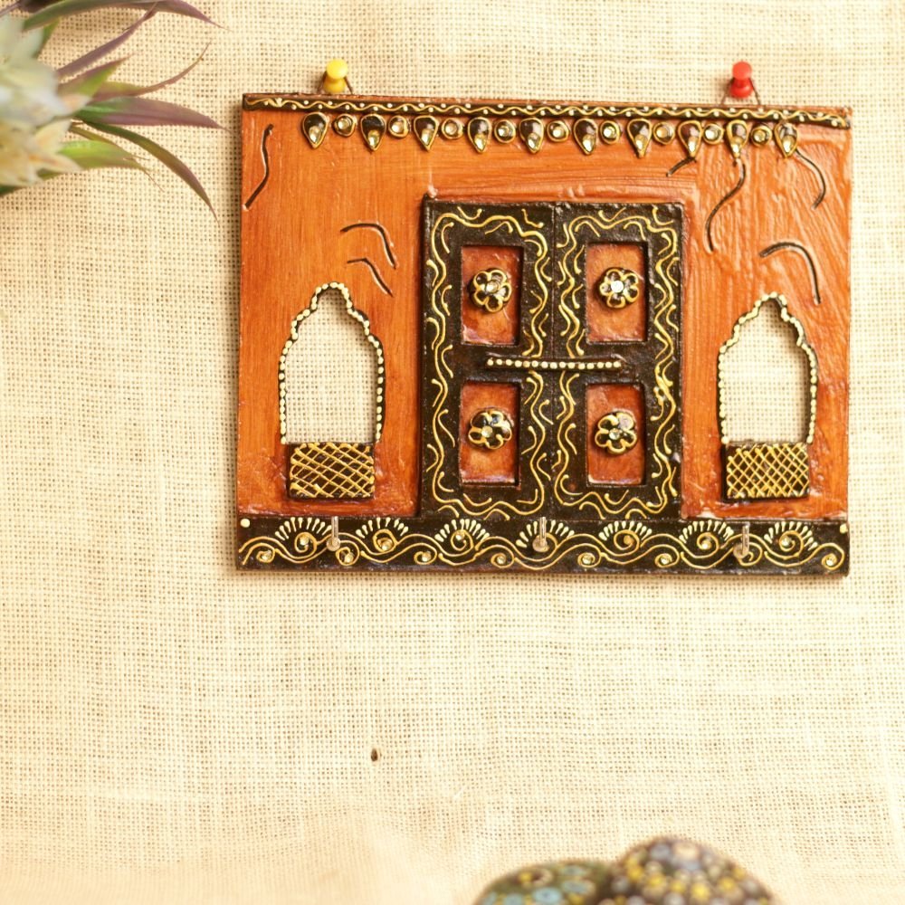Wooden Key Holder with Doorway Design - Image 2