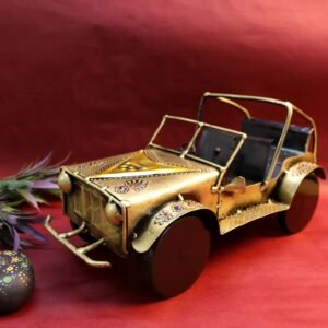 Vintage Iron Jeep Model – 13.5 ′′ Handcrafted Metal Car Sculpture for Decor