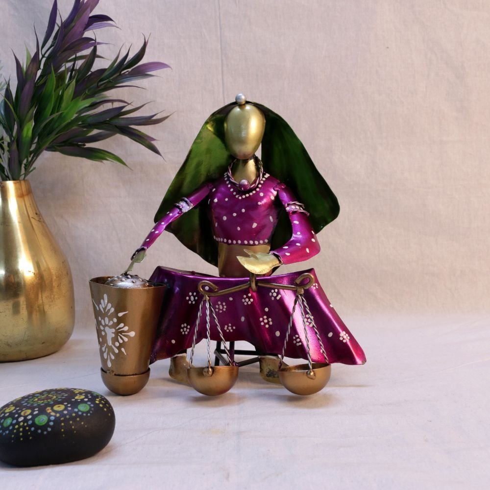 Vibrant Lady Balancing Figurine with Intricate Designs - Image 3