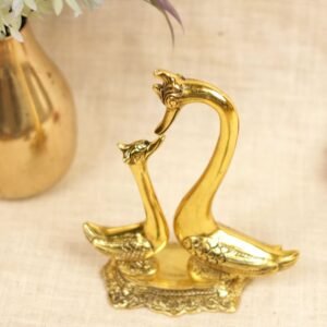Elegant Gold Metal Love Swan Couple Statue (9 Inch) | Romantic Home Decor & Anniversary Gift