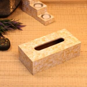 White Mother Of Pearl Tissue Box