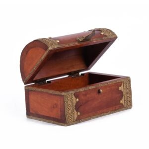 Handcrafted Wooden Treasure Chest Box with Brass Detailing | Premium Home Decor & Gift