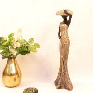 Tall African Style Resin Figurine – 19 ′′ Elegant Sculpture for Home Decor