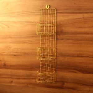 Golden Metal Wall-Mounted Storage Basket