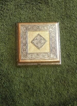 Embossed Wood Decorative Box - 8  ′′   Square Gold & Silver Festive Storage