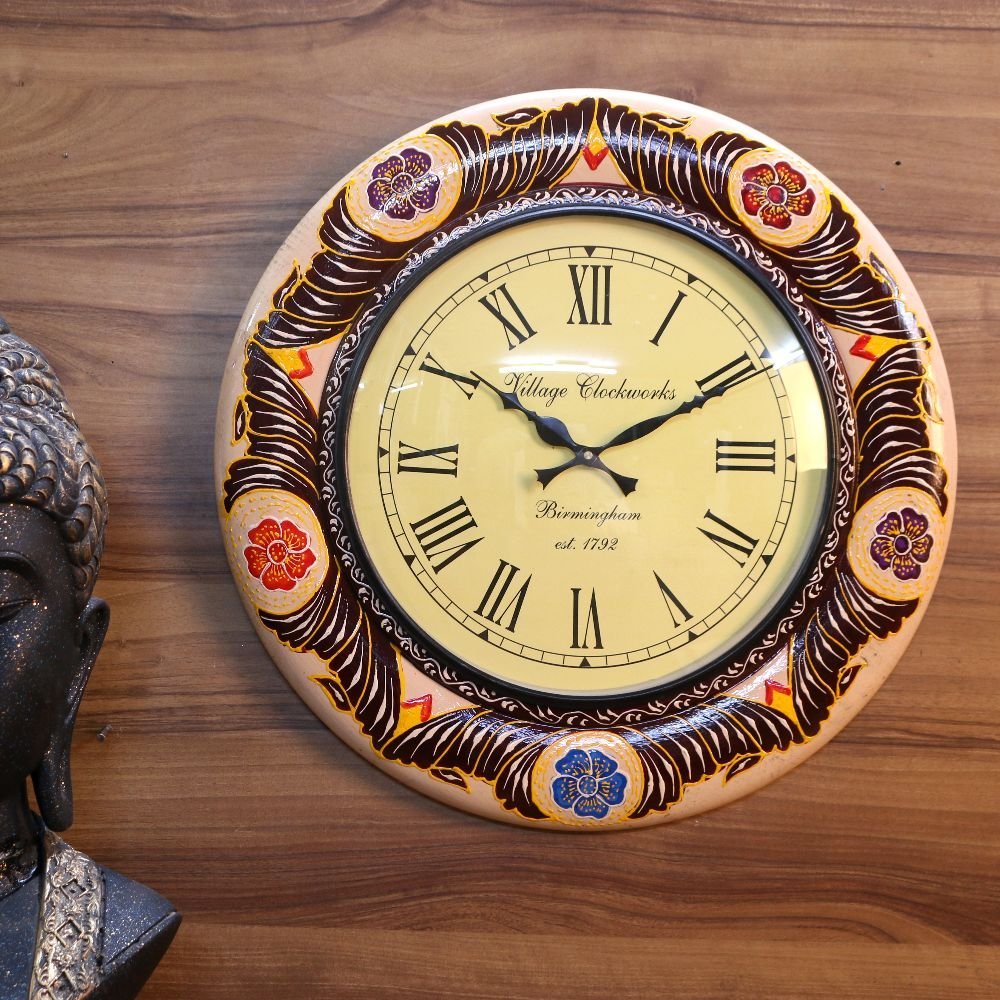 Handpainted Wooden Wall Clock - Image 2