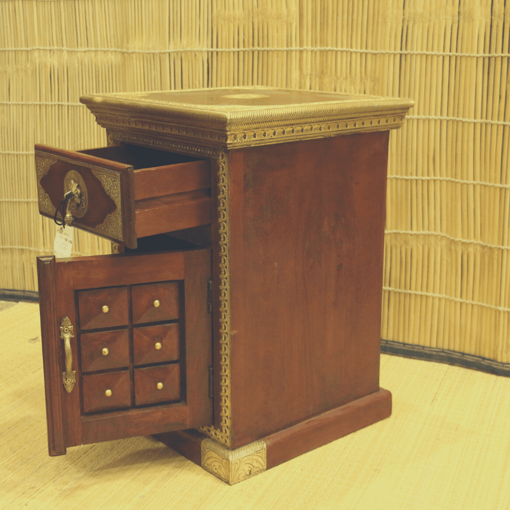 Wooden Bedside Brass Furniture - Image 3