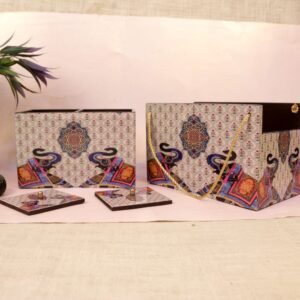 Folk Art Storage Caddy Set – 9 ′′ Hand-Painted Organizer for Home and Corporate Gifting