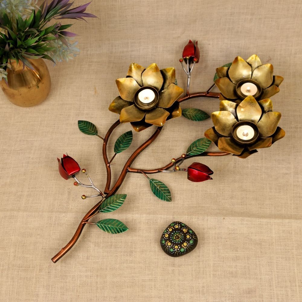 Metal Flower Wall Candle Holder - 26 ′′ Iron Vine for Festive Decor - Image 3