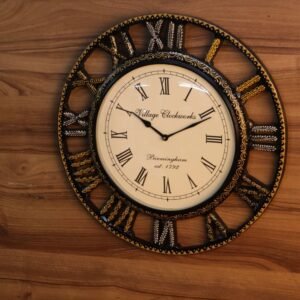 Wooden Wall Clock with Intricate Design