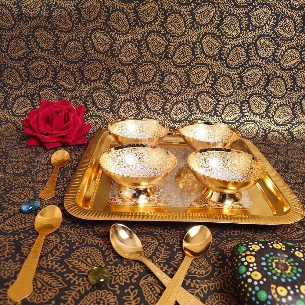 4 Pcs Dinner Bowl Set With Spoon & Tray - Image 3