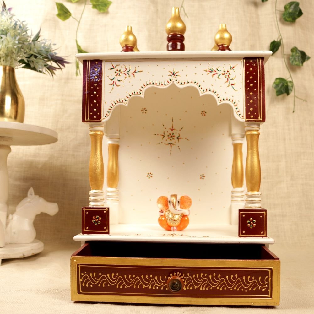 Hand-Painted Wooden Home Temple Mandir - 18 ′′ Altar for Prayer and Diwali - Image 3