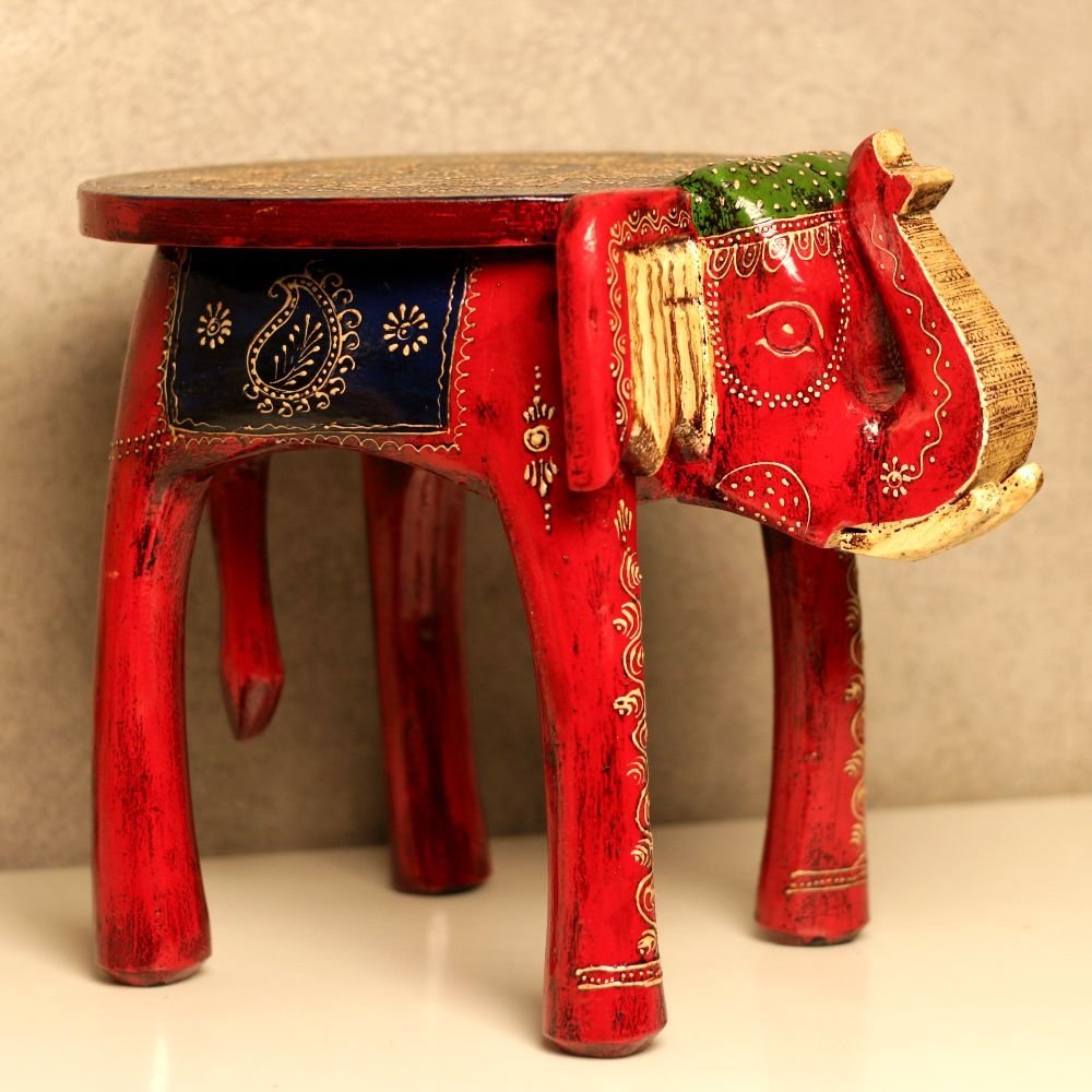 Handcrafted Wooden Elephant Stool - Image 3