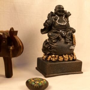 Laughing Buddha Statue with Gold Coins and Jewels