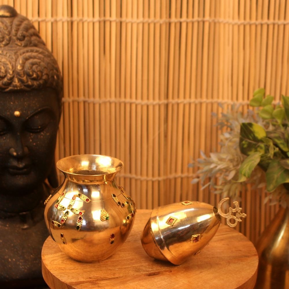 Auspicious Metal Swastik Kalash - Image 3
