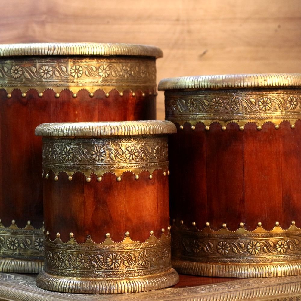 Wooden Round Planter Set Of 3 - Image 3