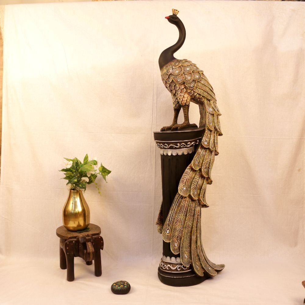 Peacock Statue on Stand - Image 3