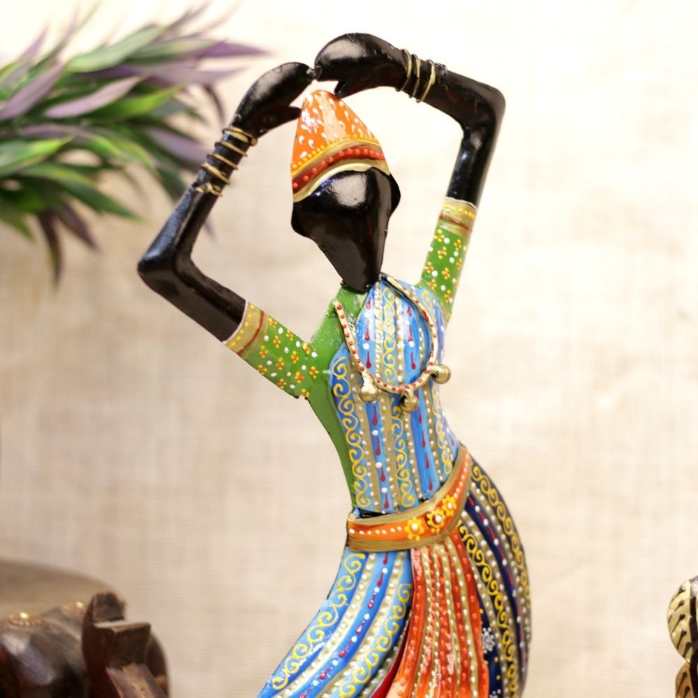 IRON PAINTED KATHAK Dancer Figurines S/2 - Image 3