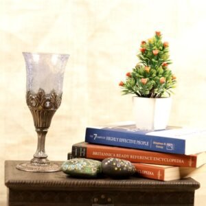 Antique Metal and Glass Votive Holder – 8 ′′ Tall Hurricane Candle Stand