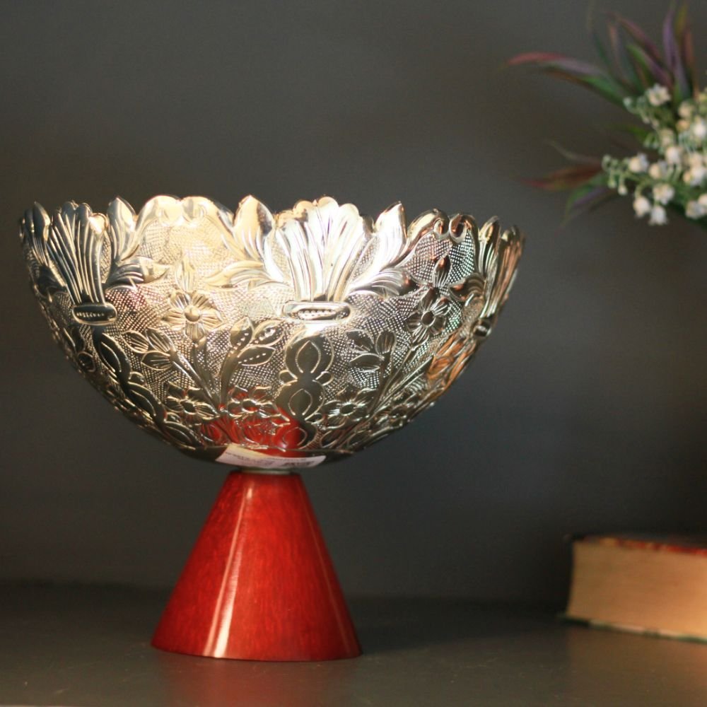 Aluminium Flower Bowl W/Stand - Image 2