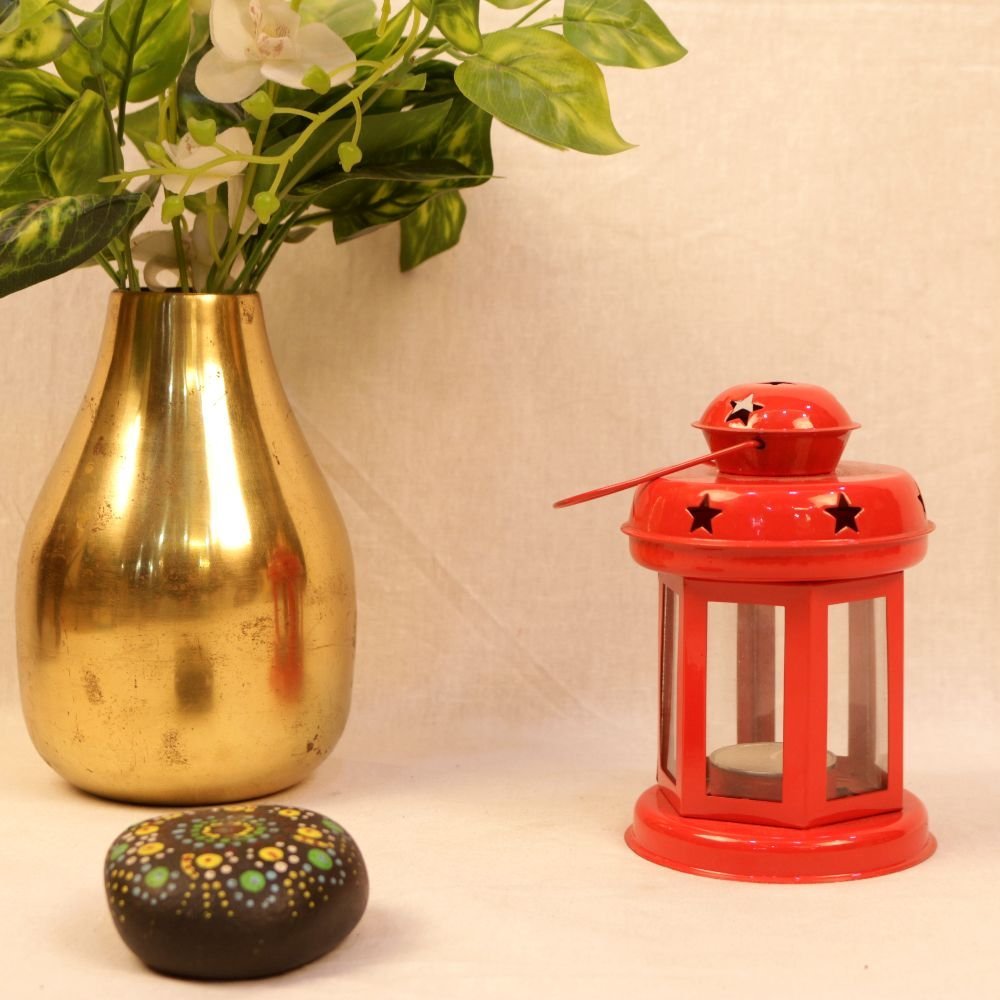 Red Iron Decorative Lantern β Festive Candle Holder for Home & Garden Decor - Image 3