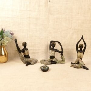 Set of 3 Yoga Figurines – 11.5  ′′   Resin Sculptures for Wellness and Home Decor