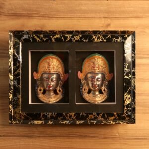 Large Hand-Painted Wooden Storage Box 18×13 | Mughal Couple Art with Handle
