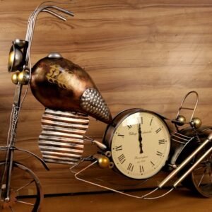Handcrafted Vintage Metal Motorcycle Clock Showpiece | Industrial Desk Decor
