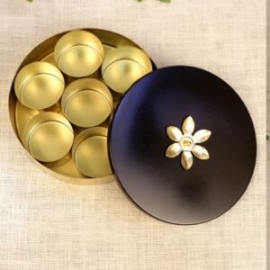 Round Spice Box with Flower Design Lid