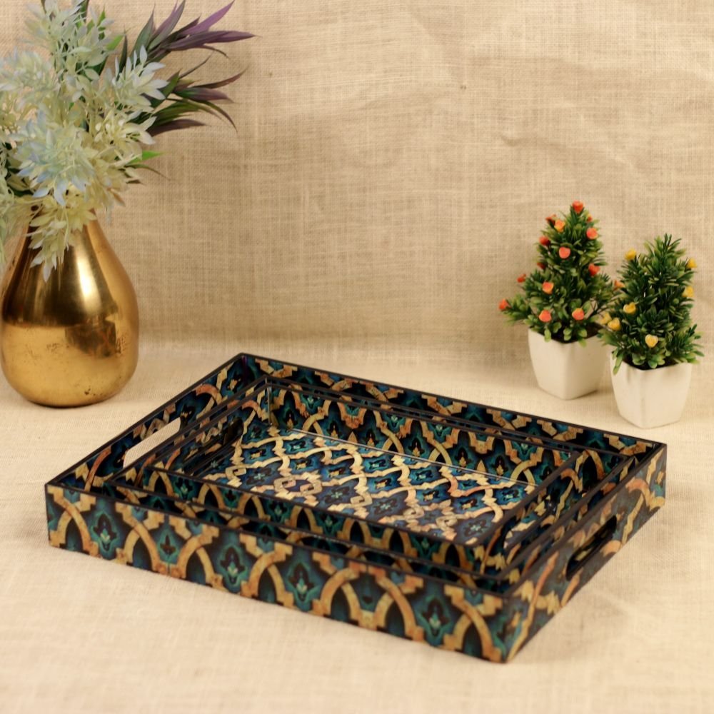 Nesting Tray Set with Intricate Designs - Image 3
