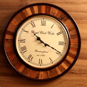 Wooden Wall Clock with Intricate Design
