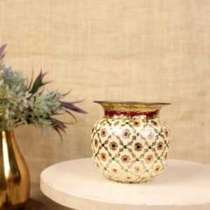Hand-Painted Steel Meenakari Pot (Kalash) | Durable Festive Decor & Puja Item