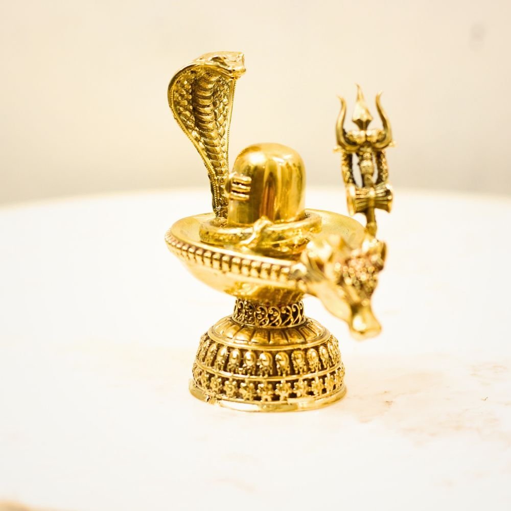 Auspicious Brass Shivling Set with Nandi & Trishul | Home Temple God Idols & Maha Shivaratri Gift - Image 4