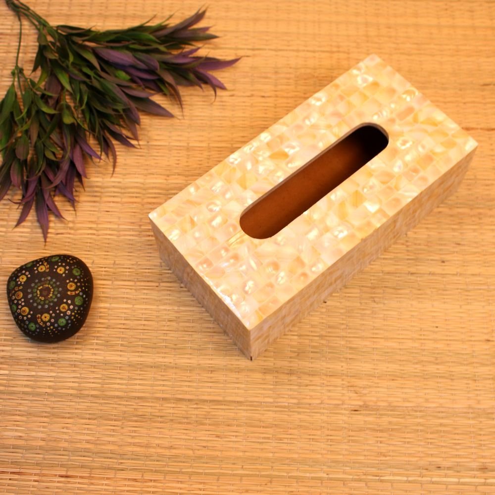 White Mother Of Pearl Tissue Box - Image 4