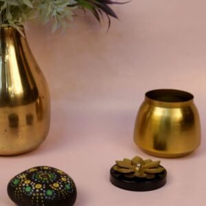 Antique Iron Incense Burner & Dhuni Holder Set (4 Inch) | Rustic Puja Accent