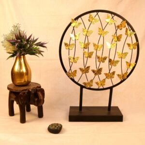IRON ROUND GOLDEN FLOCK OF BUTTERFLIES TABLE DECOR