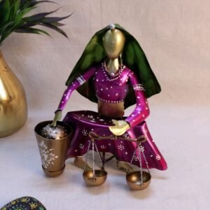 Vibrant Lady Balancing Figurine with Intricate Designs