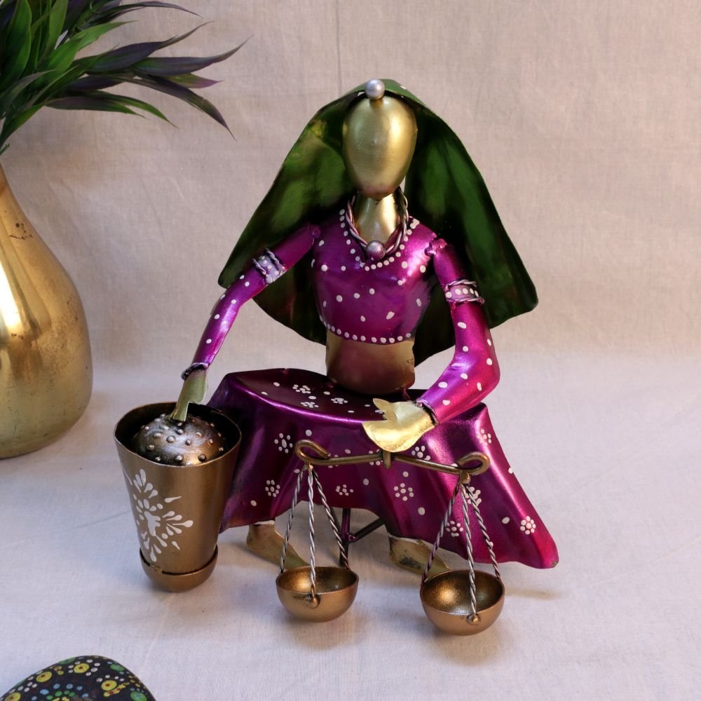 Vibrant Lady Balancing Figurine with Intricate Designs - Image 2
