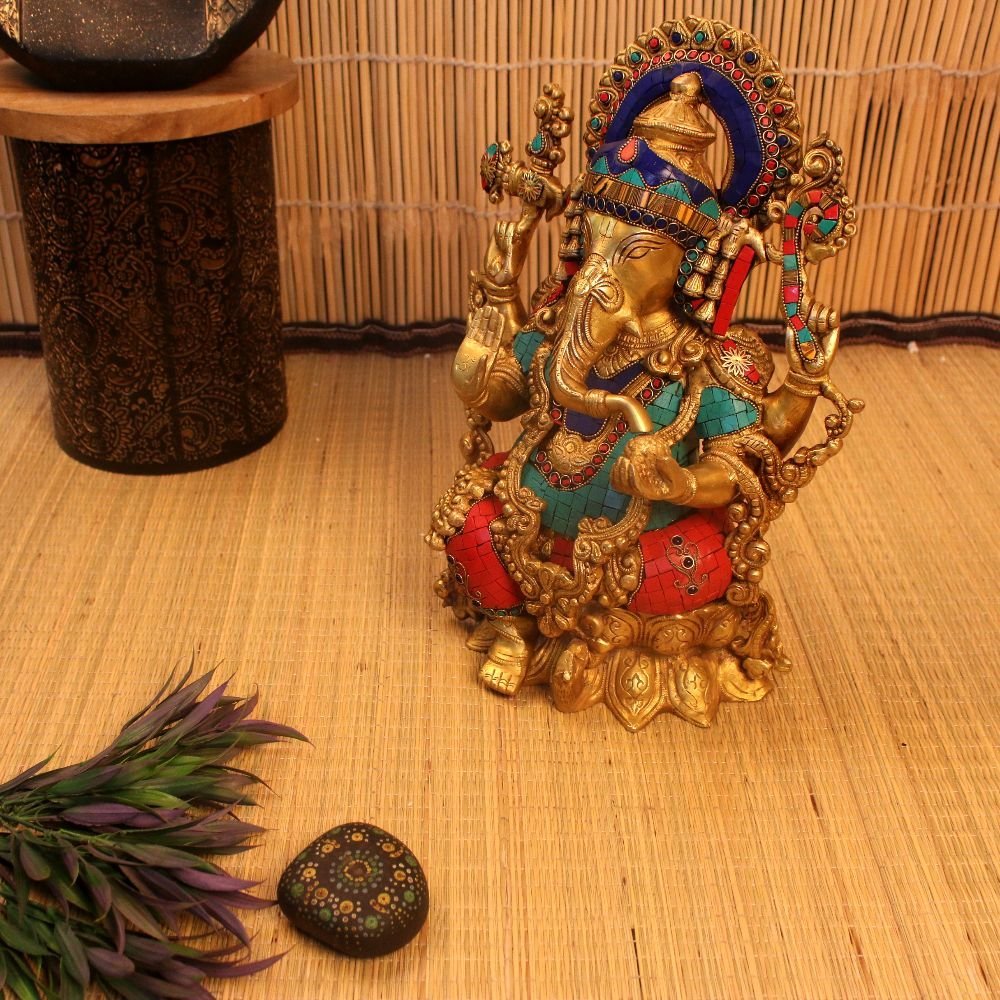 Brass Stone Ganesh - Image 4