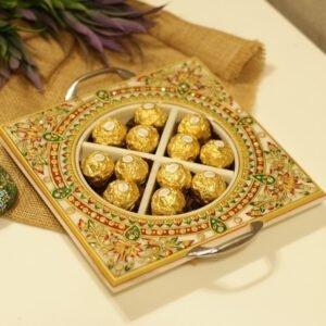 Marble Square Serving Tray with Lid
