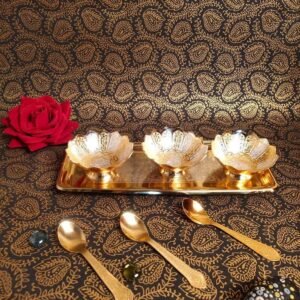 7-Piece Pure Brass Triple Serving Set | Ideal Festive & Return Gift