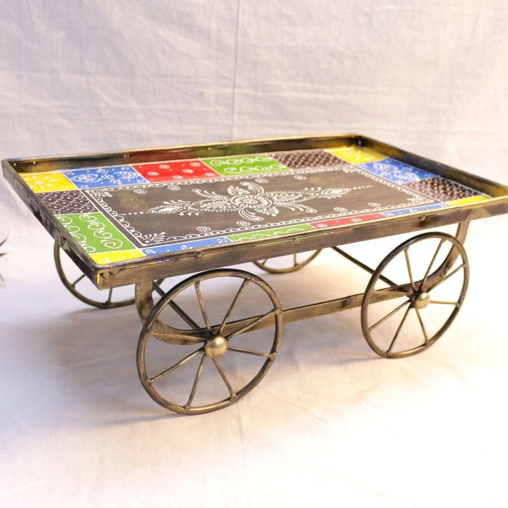 Colorful Metal Cart with Wheels
