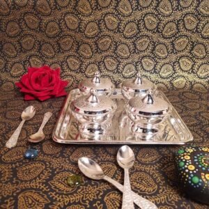 SILVER SUPARI SET OF 4 with Spoon & Tray