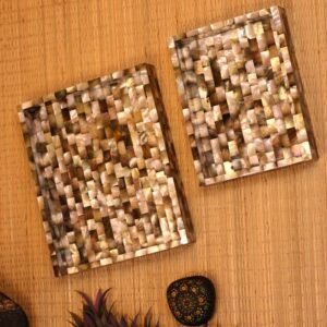 Black Mother Of Pearl Tray Set Of 2