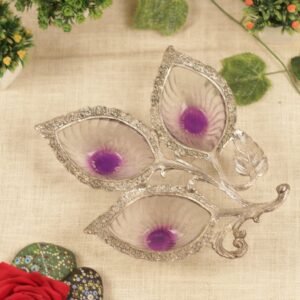 METAL GLASS 3 LEAF DESIGN TRAY