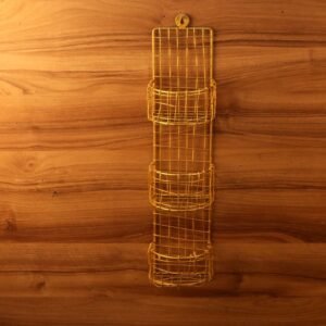 Golden Metal Wall-Mounted Storage Basket